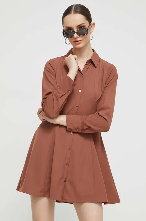 Šaty Abercrombie & Fitch hnedá farba, mini, áčkový strih