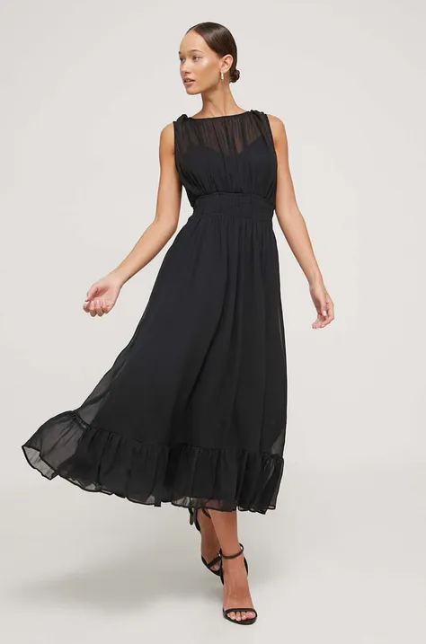 Abercrombie & Fitch sukienka kolor czarny midi rozkloszowana