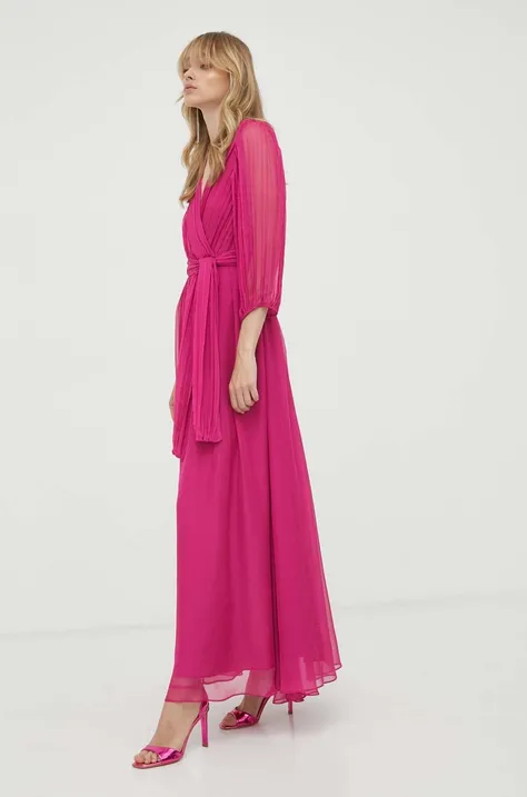 MAX&Co. sukienka kolor różowy maxi rozkloszowana
