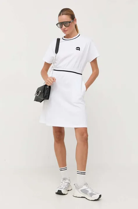 Бавовняна сукня Karl Lagerfeld колір білий mini розкльошена