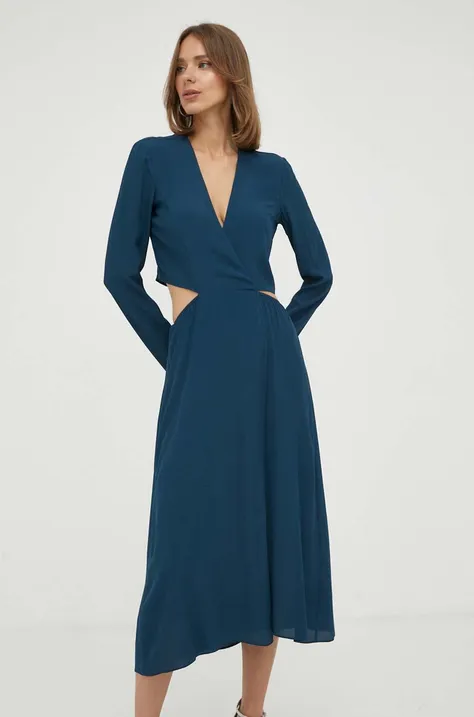 Patrizia Pepe rochie culoarea albastru marin, midi, drept
