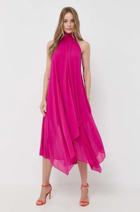 Šaty Patrizia Pepe ružová farba, midi, áčkový strih