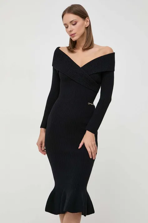 Šaty Elisabetta Franchi čierna farba, maxi, priliehavá