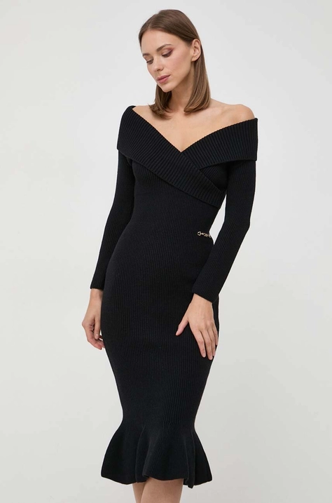 Elisabetta Franchi rochie culoarea negru, maxi, mulata