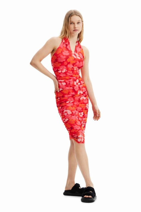 Desigual rochie culoarea rosu, midi, mulată