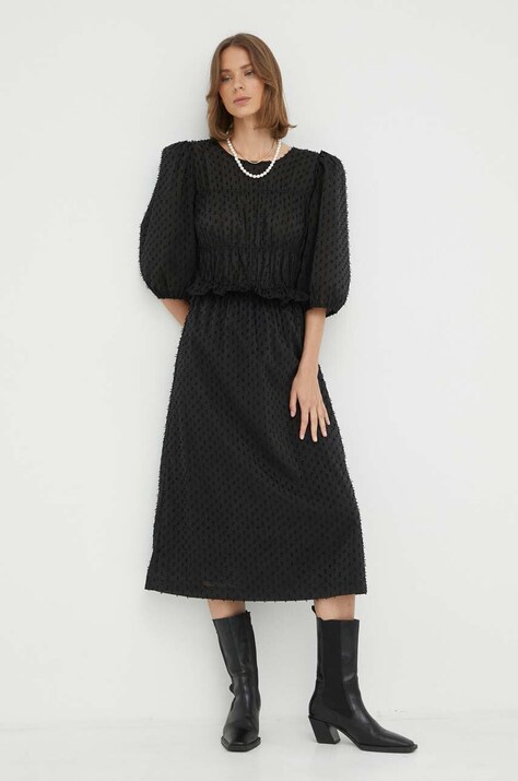 2NDDAY rochie culoarea negru, midi, evazată