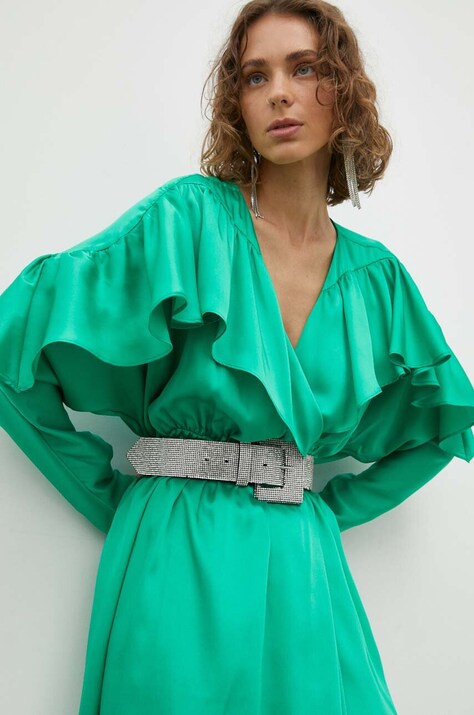 2NDDAY rochie Mavis culoarea verde, mini, evazată