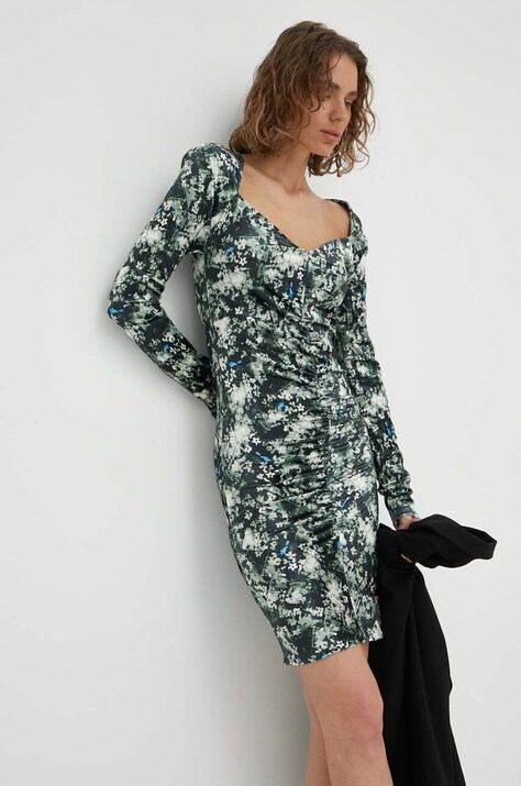 2NDDAY rochie Solene culoarea verde, mini, mulată