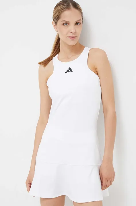 Спортна рокля adidas Performance в бяло къса с кройка по тялото