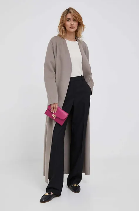 Nohavice Calvin Klein dámske, čierna farba, rovné, vysoký pás, K20K206879