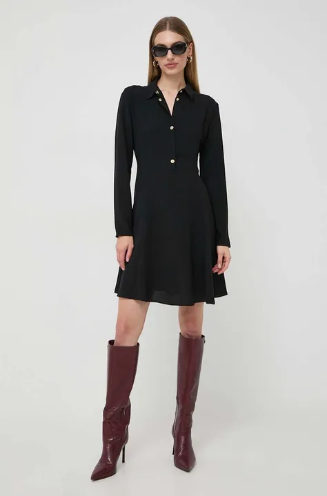 Šaty Armani Exchange čierna farba, mini, áčkový strih