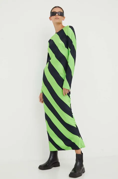 Samsoe Samsoe sukienka kolor zielony maxi dopasowana