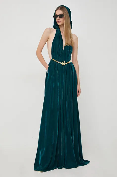 Сукня Elisabetta Franchi колір зелений maxi розкльошена