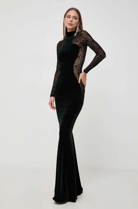 Elisabetta Franchi sukienka kolor czarny midi dopasowana