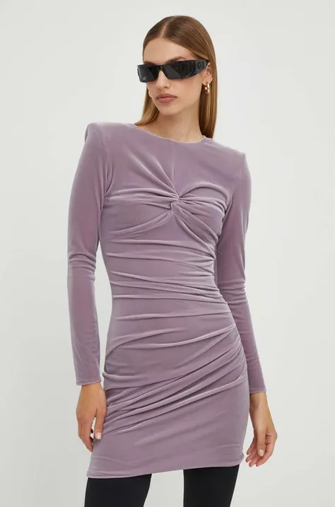Šaty Elisabetta Franchi fialová farba, mini, priliehavá