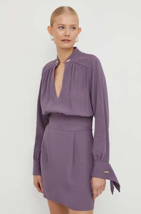 Šaty Elisabetta Franchi fialová farba, mini, priliehavá