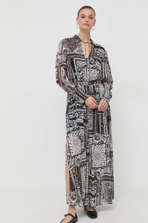 Twinset rochie culoarea gri, maxi, evazată