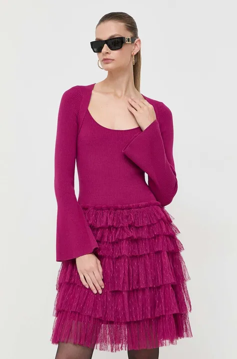 Twinset sukienka kolor fioletowy mini dopasowana