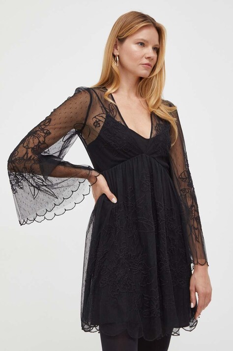 Twinset rochie culoarea negru, mini, evazată