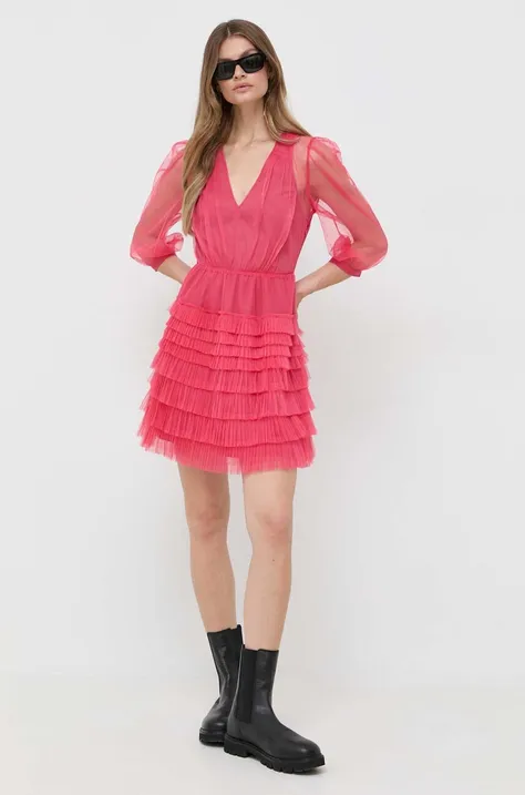 Haljina Twinset boja: ružičasta, mini, širi se prema dolje