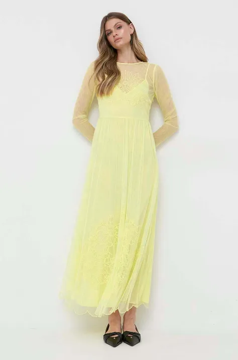 Twinset sukienka kolor żółty maxi rozkloszowana