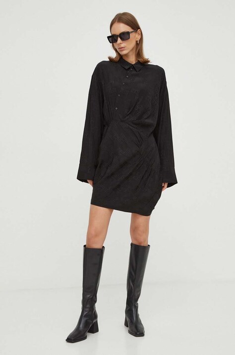 Herskind rochie culoarea negru, mini, dreaptă