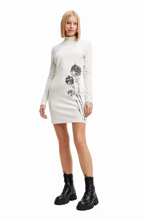 Платье Desigual цвет белый mini облегающее