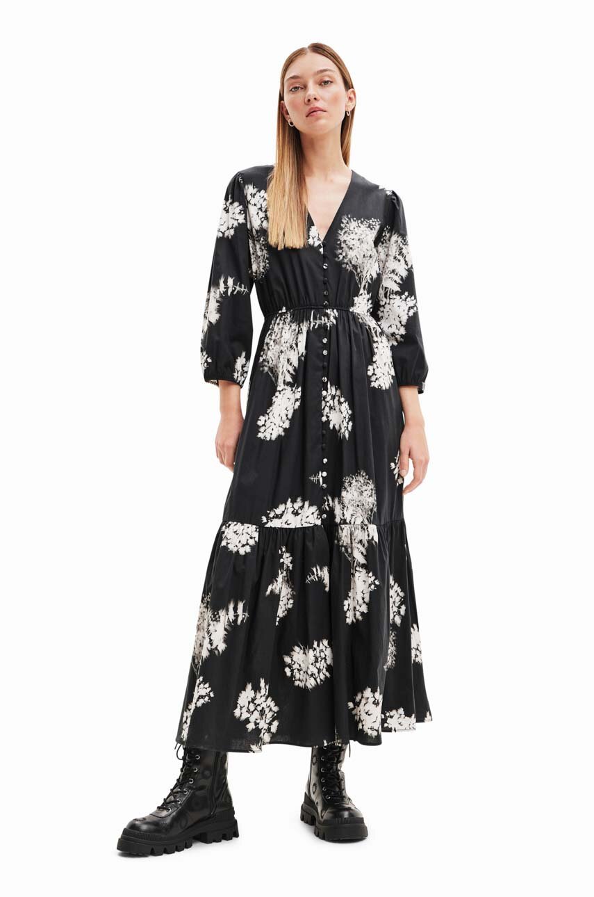 Desigual rochie culoarea negru, midi, evazati