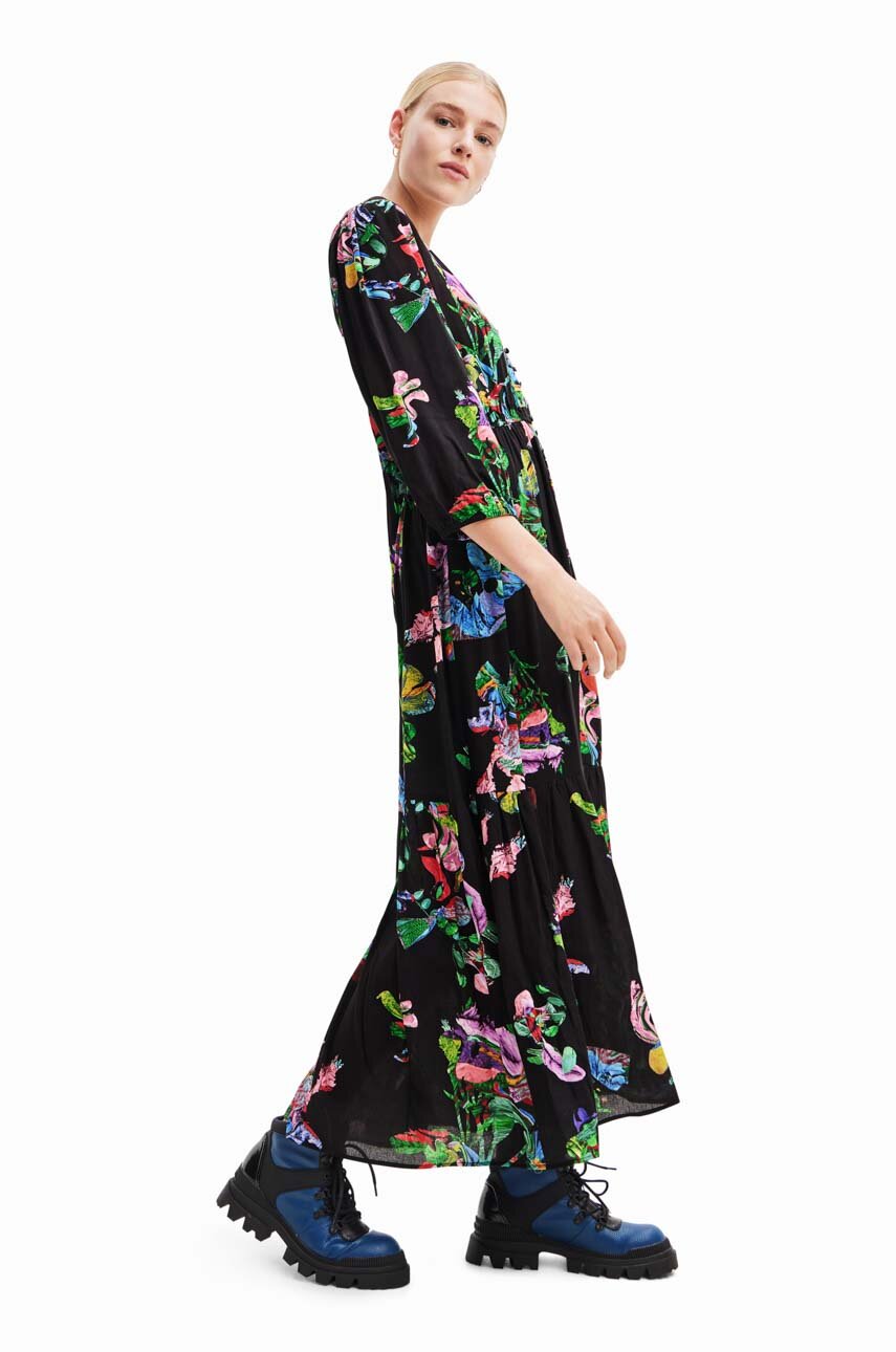 Desigual rochie culoarea negru, maxi, evazati