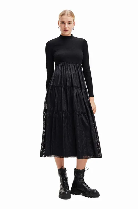 Платье Desigual цвет чёрный midi прямое