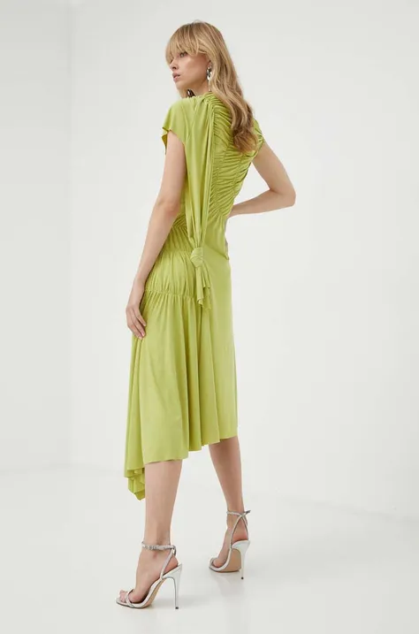 Obleka Victoria Beckham zelena barva
