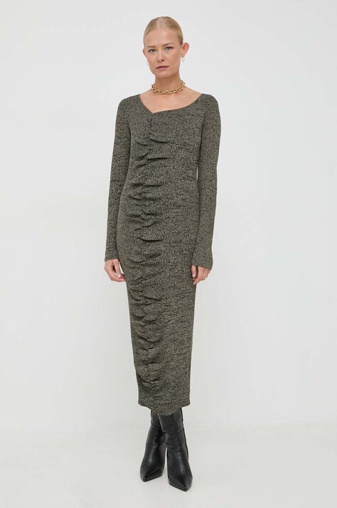 Notes du Nord rochie culoarea verde, maxi, mulată
