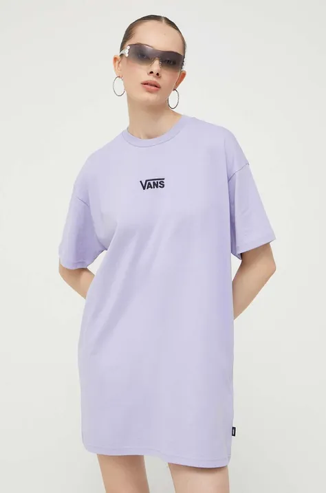 Bavlnené šaty Vans fialová farba, mini, rovný strih