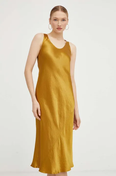 Max Mara Leisure sukienka kolor żółty midi rozkloszowana