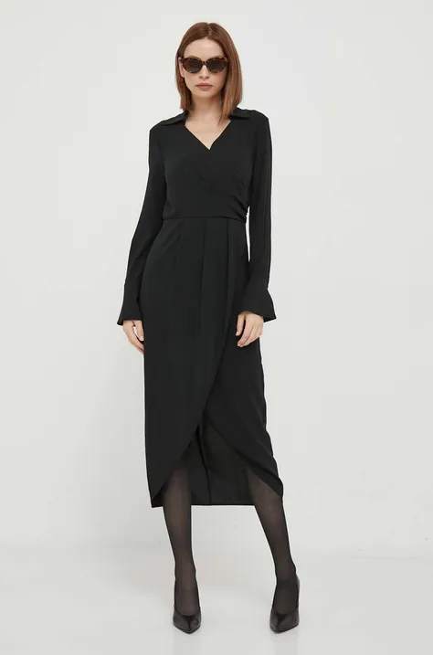 Sisley sukienka kolor czarny maxi dopasowana
