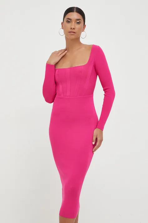 Pinko sukienka kolor fioletowy midi dopasowana