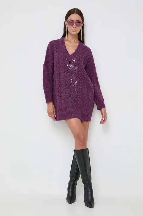 Pinko vestito in lana colore violetto