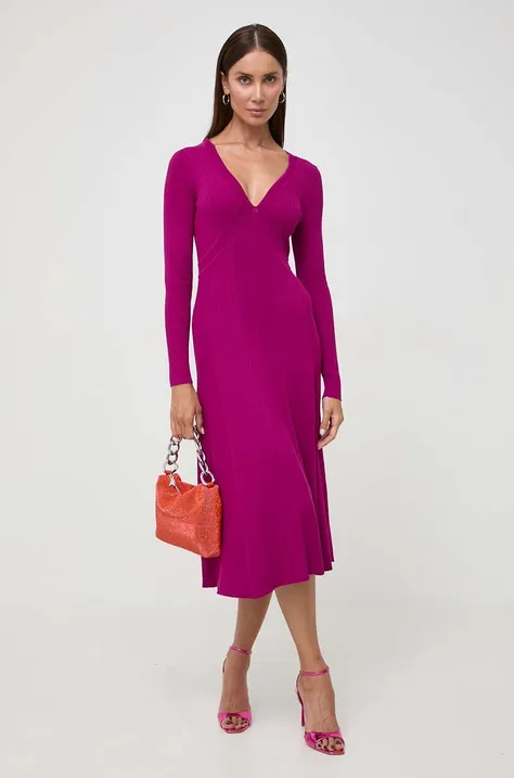Šaty Pinko fialová farba, midi, áčkový strih, 102023.A18P