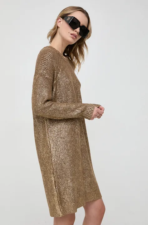 Haljina s primjesom vune Pinko boja: zlatna, mini, oversize