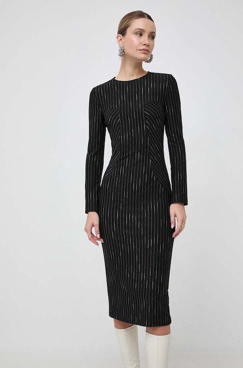 Pinko rochie culoarea negru, midi, mulată