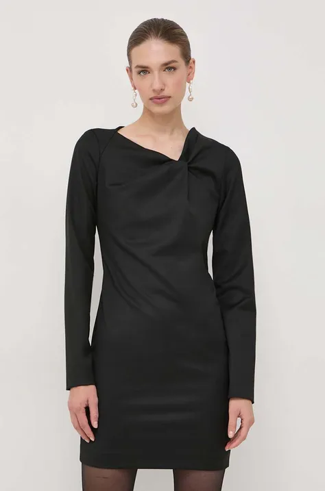 Šaty Trussardi čierna farba, mini, rovný strih