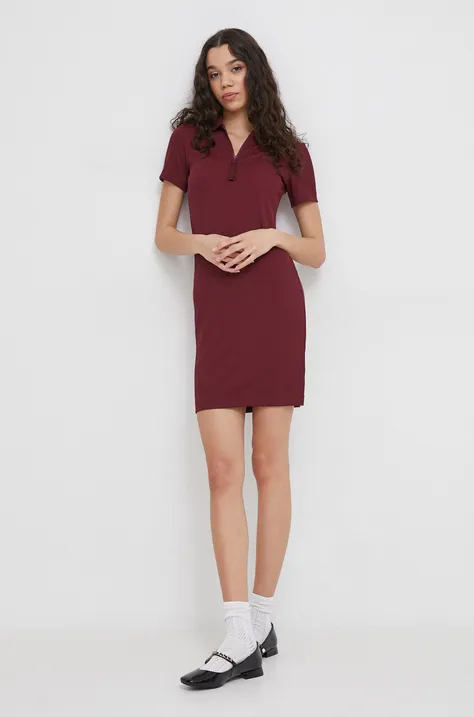 Сукня Lacoste колір бордовий mini облягаюча