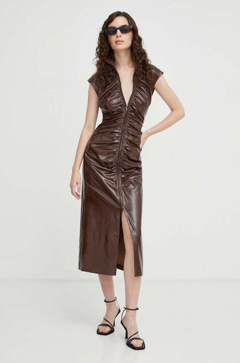 Tiger Of Sweden rochie Anouka culoarea maro, midi, mulată