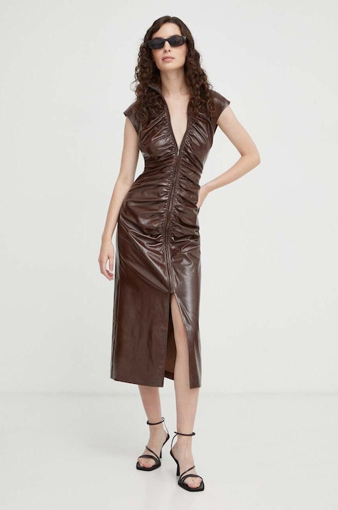 Tiger Of Sweden rochie Anouka culoarea maro, midi, mulată