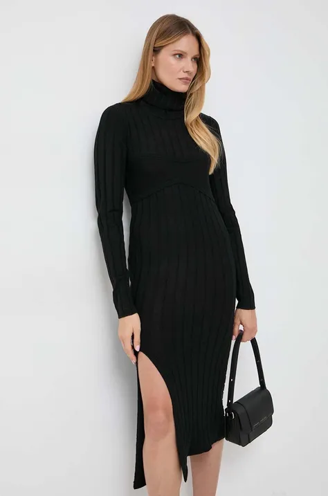 Шерстяное платье Patrizia Pepe цвет чёрный maxi облегающее