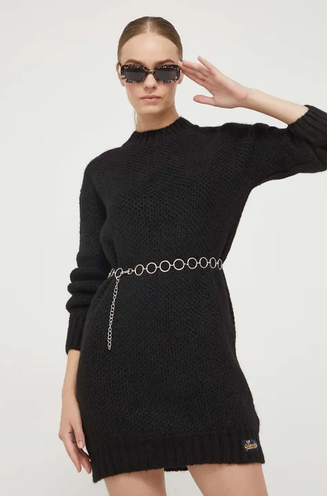 Superdry sukienka kolor czarny mini prosta