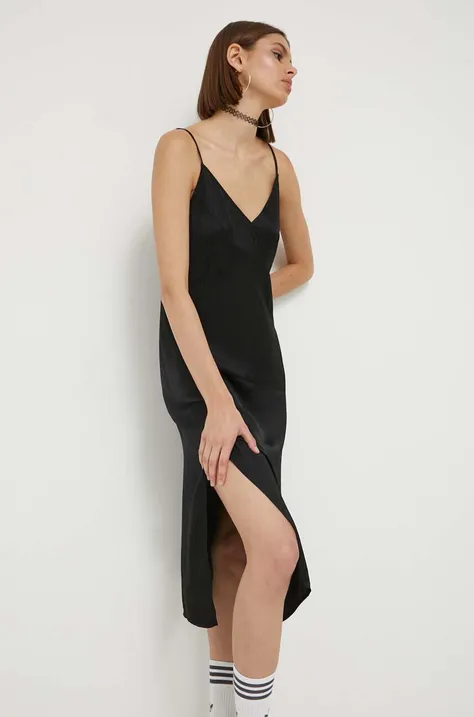 Superdry sukienka kolor czarny midi dopasowana