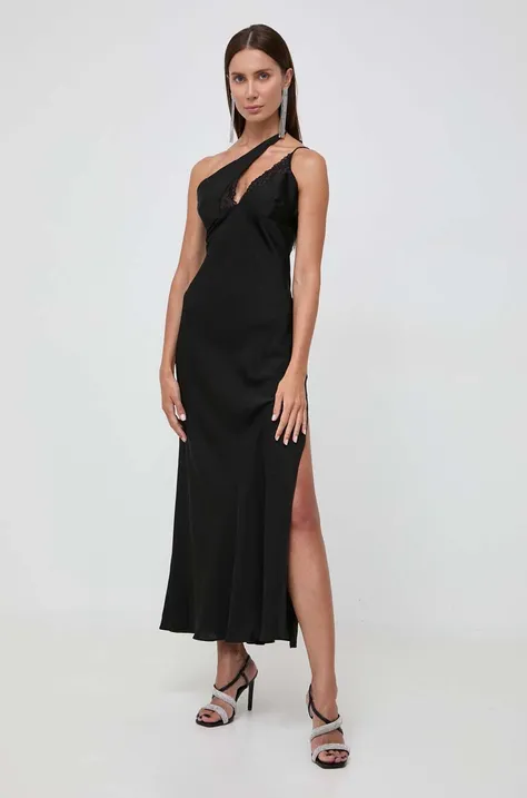 Bardot sukienka kolor czarny maxi prosta
