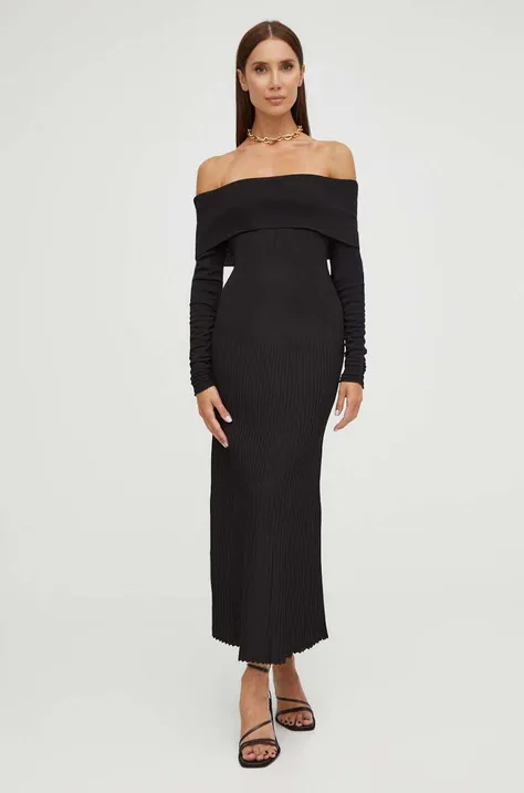 Сукня Bardot колір чорний maxi розкльошена