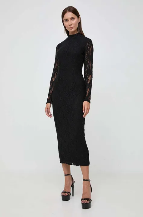 Сукня Bardot колір чорний maxi облягаюча
